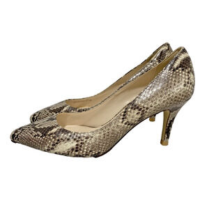 Cole Haan Grand OS Size 7.5M Faux Snakeskin Pumps Cream & Gray Career Shoes